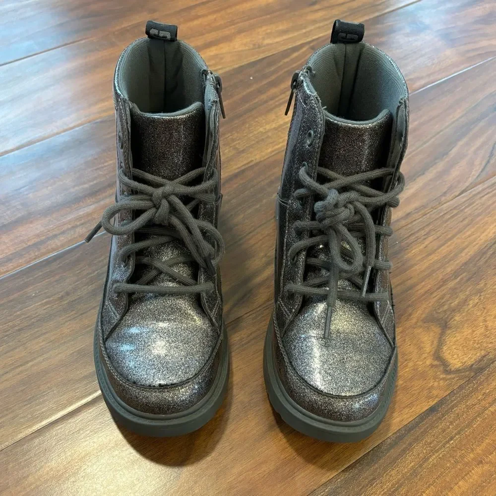 UGG Robley Glitter Grey Sparkle Combat Boots